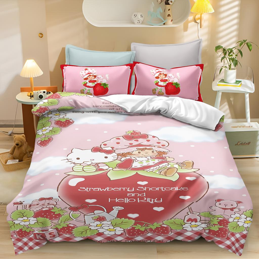 Carton Strawbery Shortcake Young Girls Comfortable Quilt Cover Skin Friendly Breathable Adorable Lovely Printed Beding Children's Bedrom Decoration