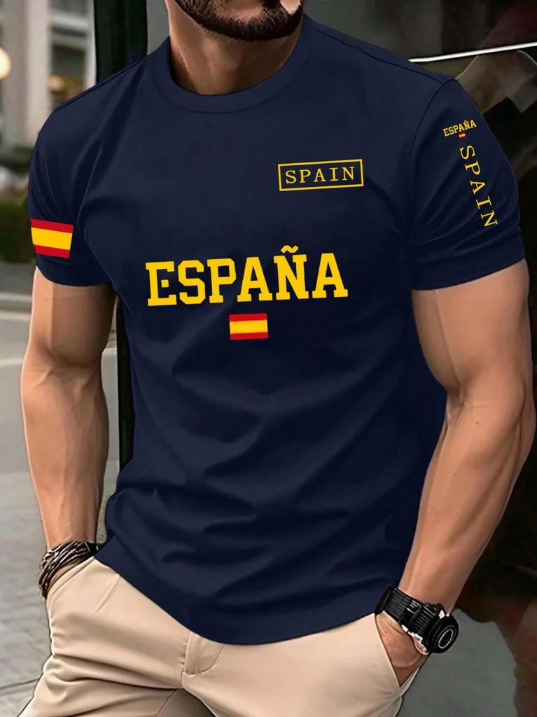 Spain 2026 Football Jersey for Men Classic God Spain Casual Short Sleeve Tops Casual O-Neck Sports Style T-Shirt Man Clothing