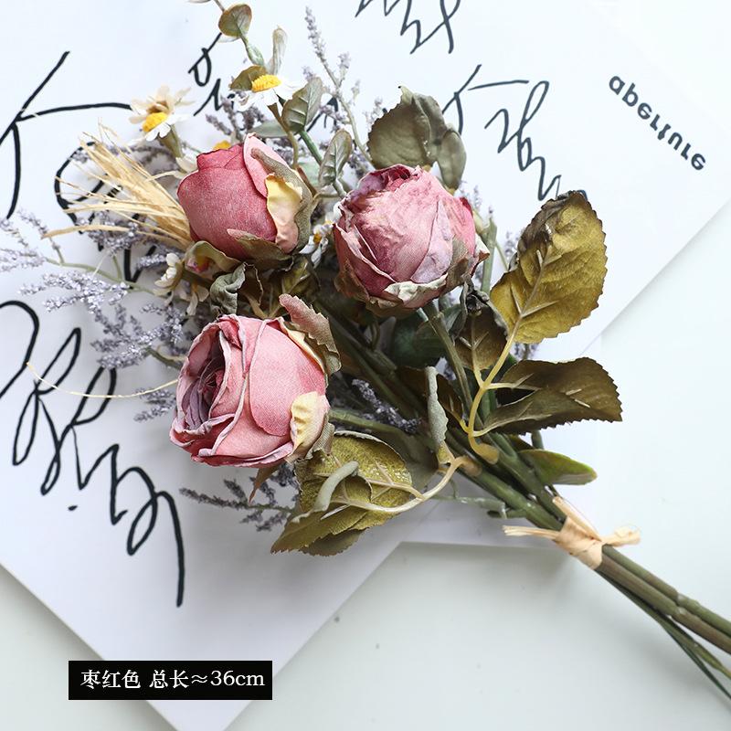 Rose Bouquet Retro Flower Bouquet Artificial Flowers Table Decoration Fake Flowers For Wedding Home Table