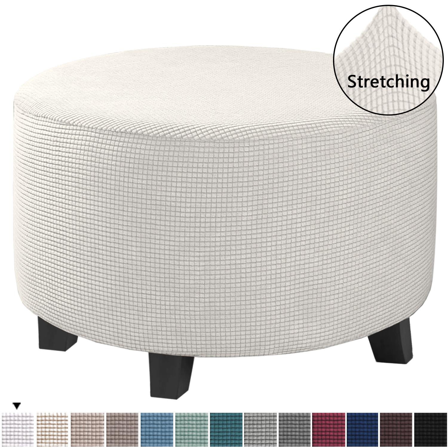 

Тахта Cover Stretch Ottoman Slipcover Round Ottoman Storage Cover Складані чохли на табурети для підставки для ніг Ottoman Fit Dia 20 -41 Знімна Миється XL білий