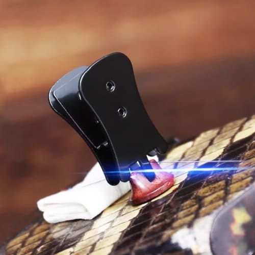 Durable, professional-grade black metal muffler mute for erhu string instruments, music clip included