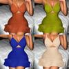 Sexy Damen Tief V-Ausschnitt Rückenfreies Swing Mini Kleid Sommer Strandparty Sommerkleid