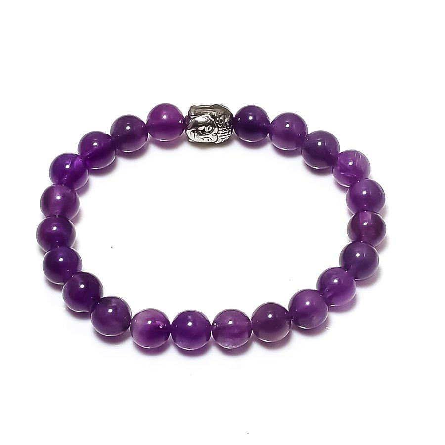 Natural Sage Amethyst Gemstone Handmade 925 Sterling Silver Bracelet 7-8  ASB-3040