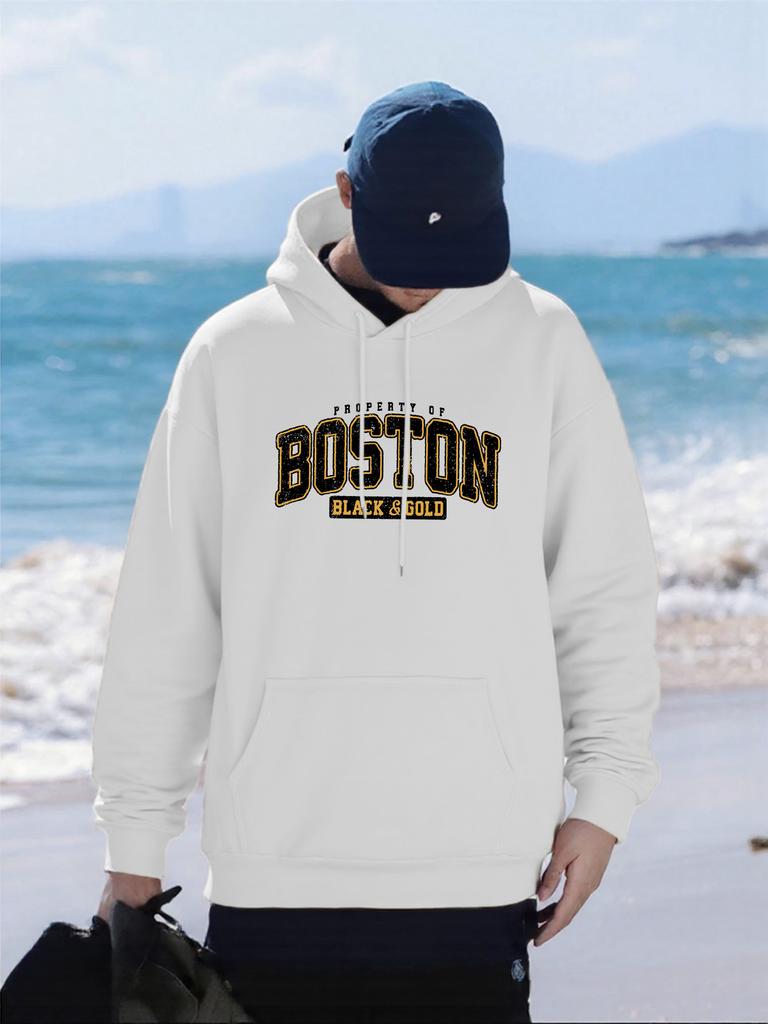 Proper Of Boston Printing Men Hoodies Autumn Casual Hoody Fleece Comfortable Clothing Male Oversized Multicolor Pullovers