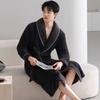 Autumn And Winter Men'S Nightgown Thermal Pajamas Fleece Thickened Flannel Long Bathrobes Coral Fleece Loungewear