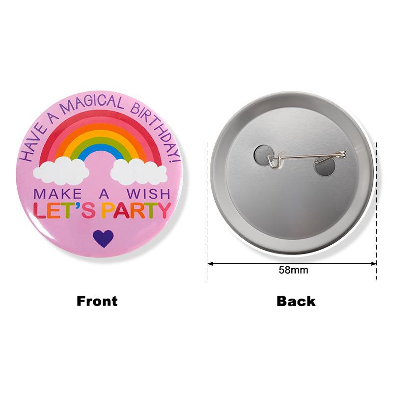 New Happy Birthday Theme Party Badge White Tinplate Handmade Birthday Badge 