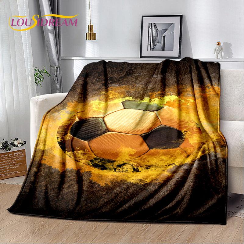 3D Football Art Cartoon Soft Plush Blanket,Flannel Blanket Throw Blanket for Living Room Bedroom Bed Sofa Picnic Cover Bettdecke