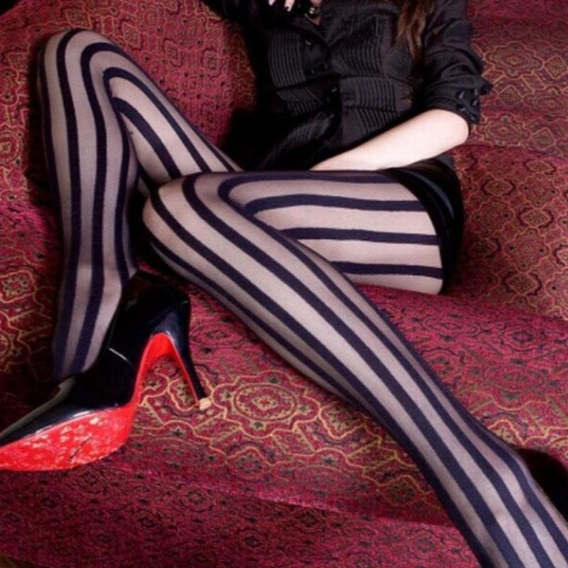 Simplejewel Daily Pantyhose Knee Socks Vertical Striped Fashion Trendy Latest Superstar Style Sexy Beautiful Lingerie Stockings