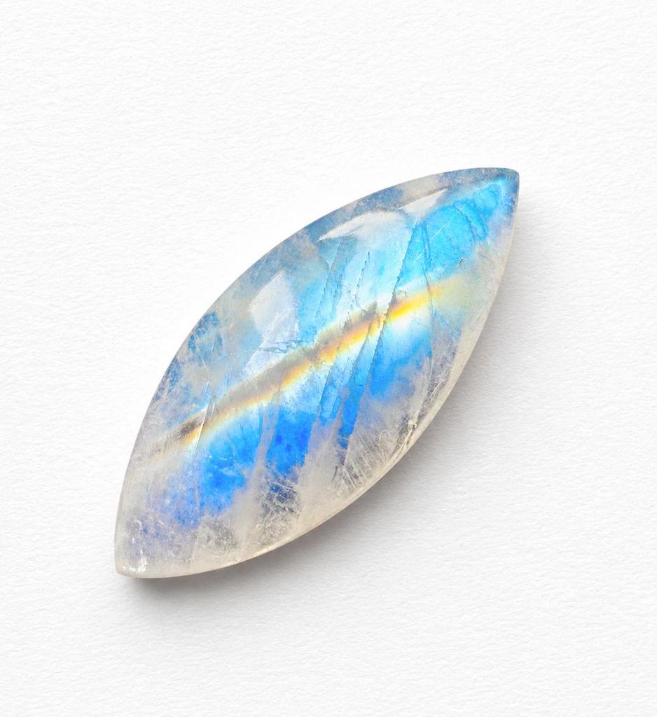 Rainbow Moonstone Marquise Cabochon 36x15x7mm | Natural Flashy Moonstone Gemstone | Jewelry Making Stone for Pendants