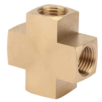 14"" FNPT Brass Pipe Fitting Adapter 4 Way Equal Female Connector Industrial Tool