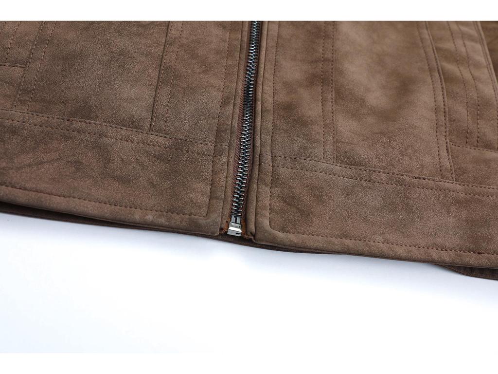 Men's Retro Suede PU Leather Motorcycle Jacket - Autumn/Winter Trend 2025