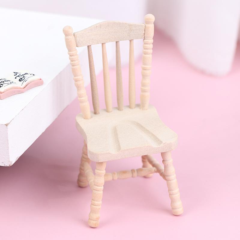 1/12 Dollhouse Miniature Dining Furniture Wooden Chair High Chair Exquisite Collection For Doll House Decoration