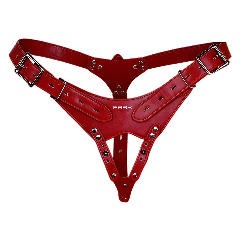 FRRK Adjustable Chastity Lock Belt with Elastic Buttons for Outing Wear