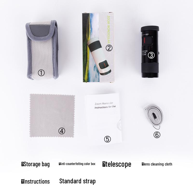 LUXUN 10-30x21 Pocket Monocular: Variable Magnification, High-Definition, Three Colors, Portable for Outdoor Use