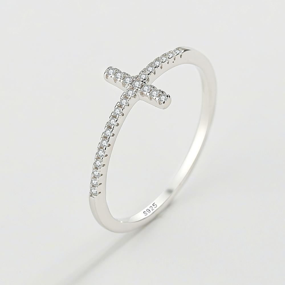 

Изысканное кольцо из стерлингового серебра 925 пробы для женщин, настоящий крест вечности с цирконием, маленький бриллиант, модные подарки для помолвки и вечеринки, ювелирные изделия 7 серебряный