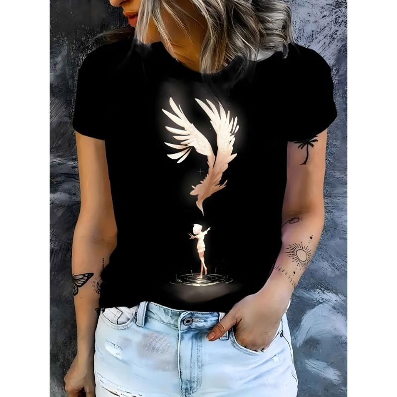 Ladies' T-shirt 3D Printing Fashion Women's Short Sleeve Round Neck Casual Comfortable Top