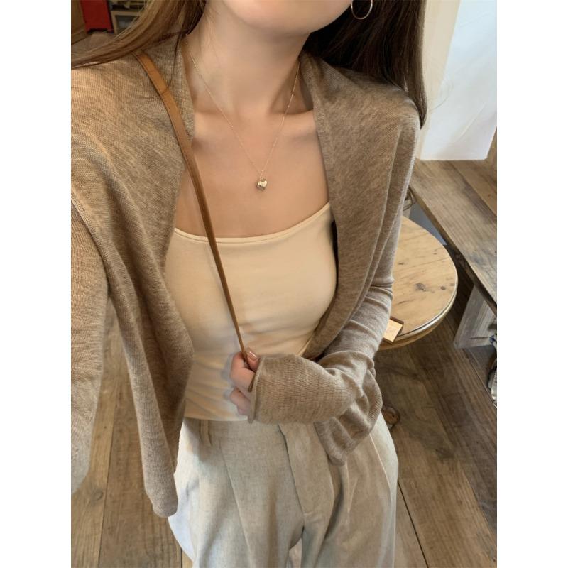 

Весенние и осенние свободные вязаные кардиганы с длинным рукавом женские свитера модные тонкие повседневные женские кардиганы топы однотонные элегантные тонкие женские трикотажные изделия 3109 One Size хаки