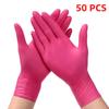 100PCS Pink Nitrile Gloves Disposable Kitchen Gloves for Household Cleaning Beauty Salon Hair Dye Esthetician Gloves Powder Free
