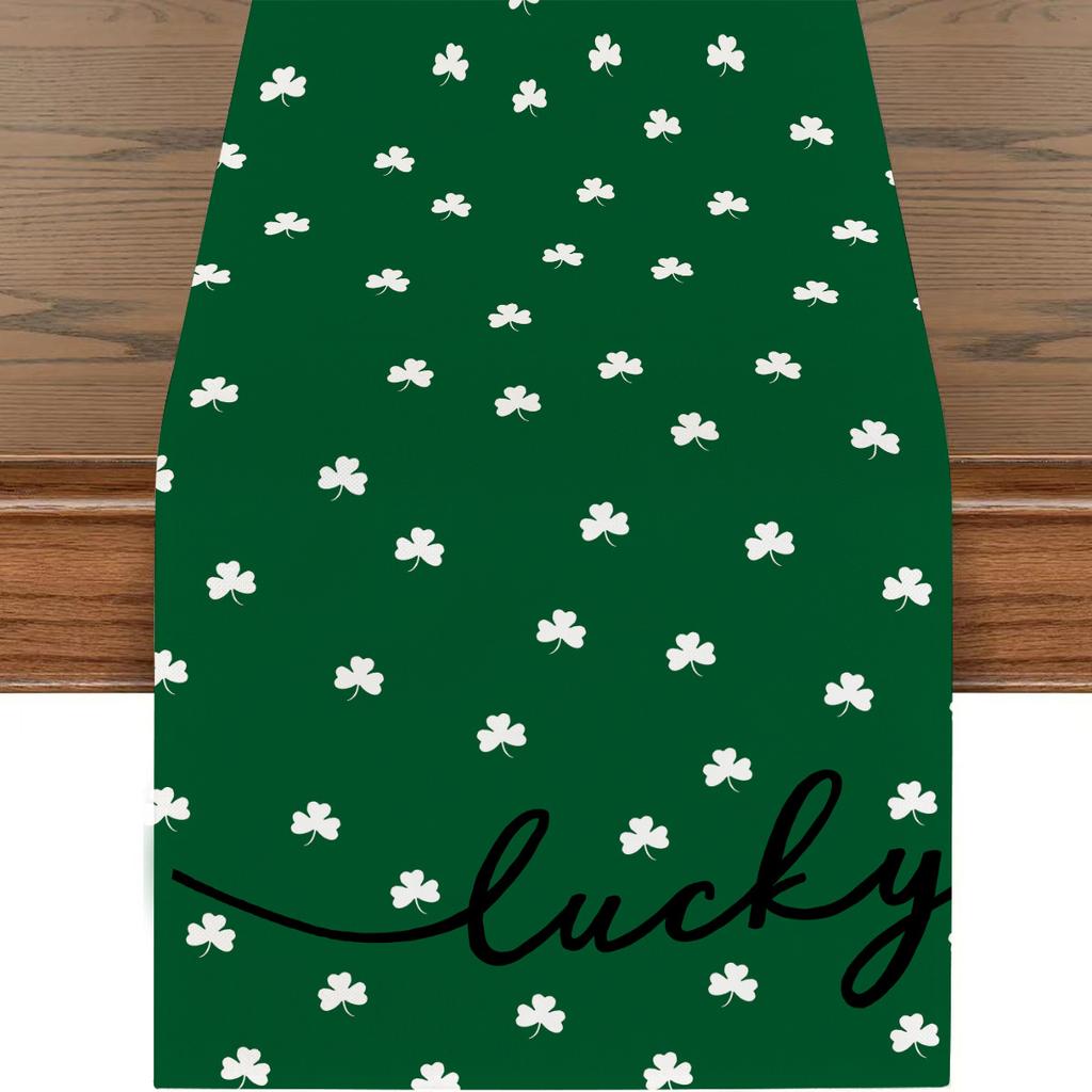 St. Flaga Stołowa Dzień Świętego Patryka Dekoracja z Koniczyną Szczęścia Długi Obrus Dekoracja Atmosfery Restauracji Podkładka Stołowa
