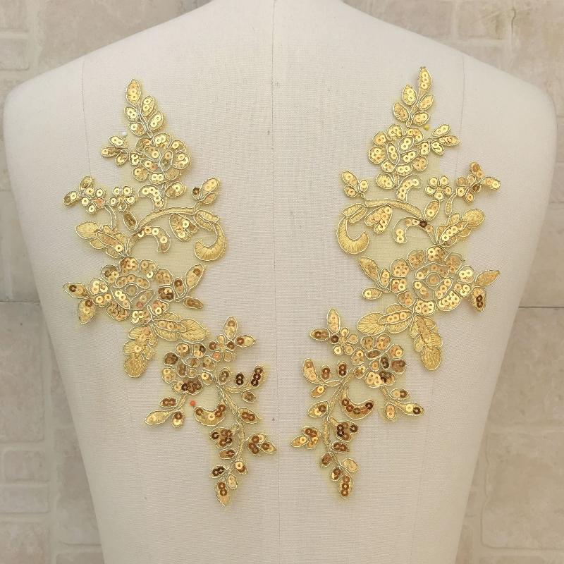 1 Paar zum Annähen & Aufbügeln Spitze Blumen Applikation Aufnäher Bestickter Stoffbesatz Aufkleber für Kleiderflicken DIY Bastelarbeiten