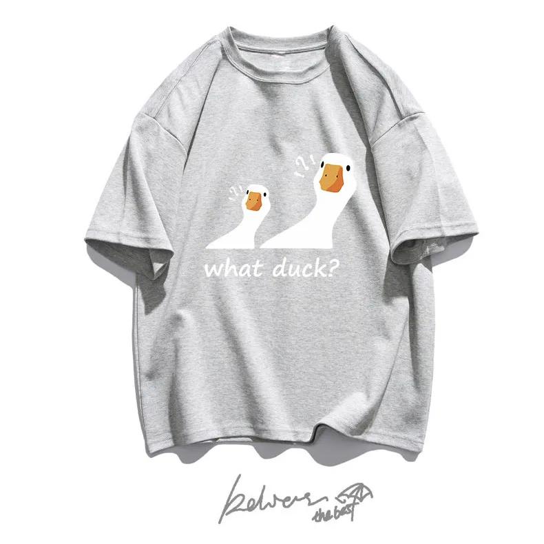 

Summer University Style Duck Cartoon Print Short Sleeve Korean Style T-shirt Fashionable Casual Female Universal Women Clothing S