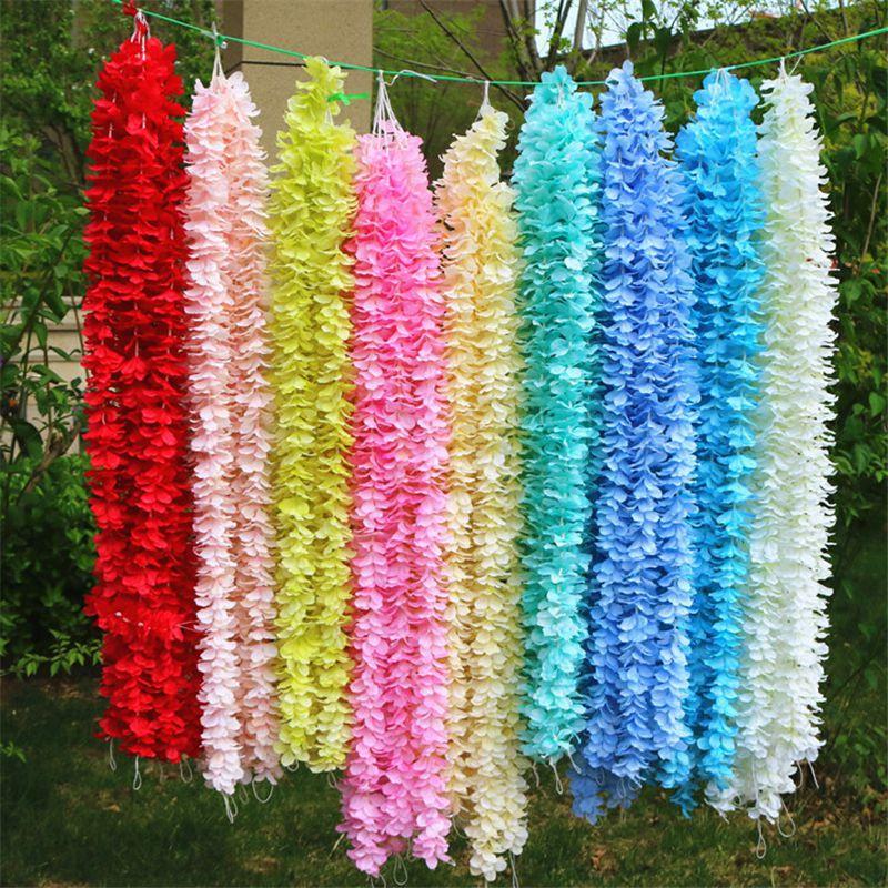 Garland 1m Artificial Hydrangea Wisteria Silk Flower Hanging Garden Home Wedding