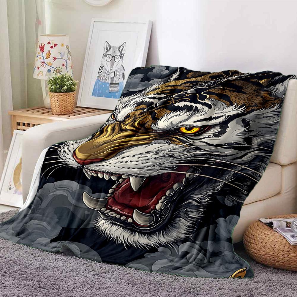 1pc Tiger Design Blanket Warm, Cozy, And Soft, Suitable for Sofas, Beds, Cars, And Office Use.Perfect for Camping And Travel, Making It a Great Gift f