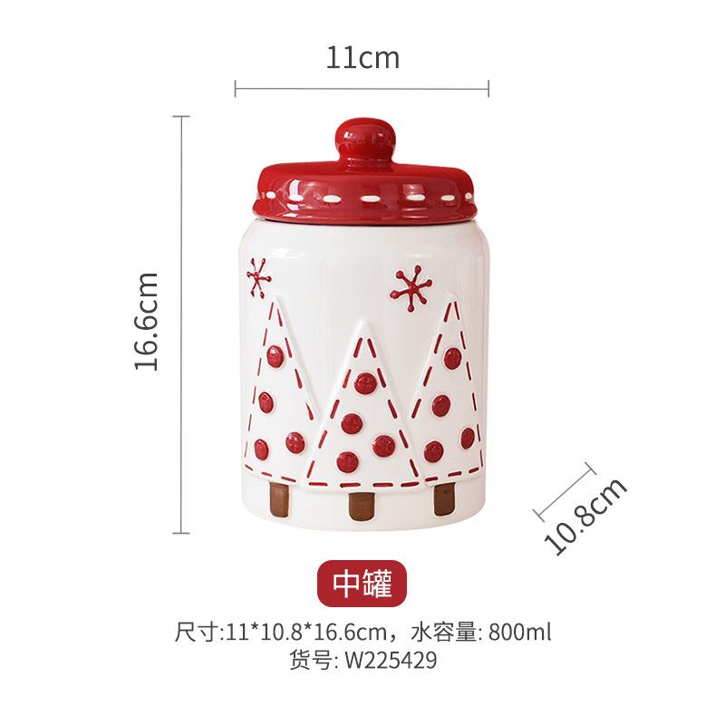 Nordic Christmas Ceramic Cookie Jar, Santa & Reindeer Design, Flip Top Lid, Holiday Gift & Snack Storage. Hand Wash Only.