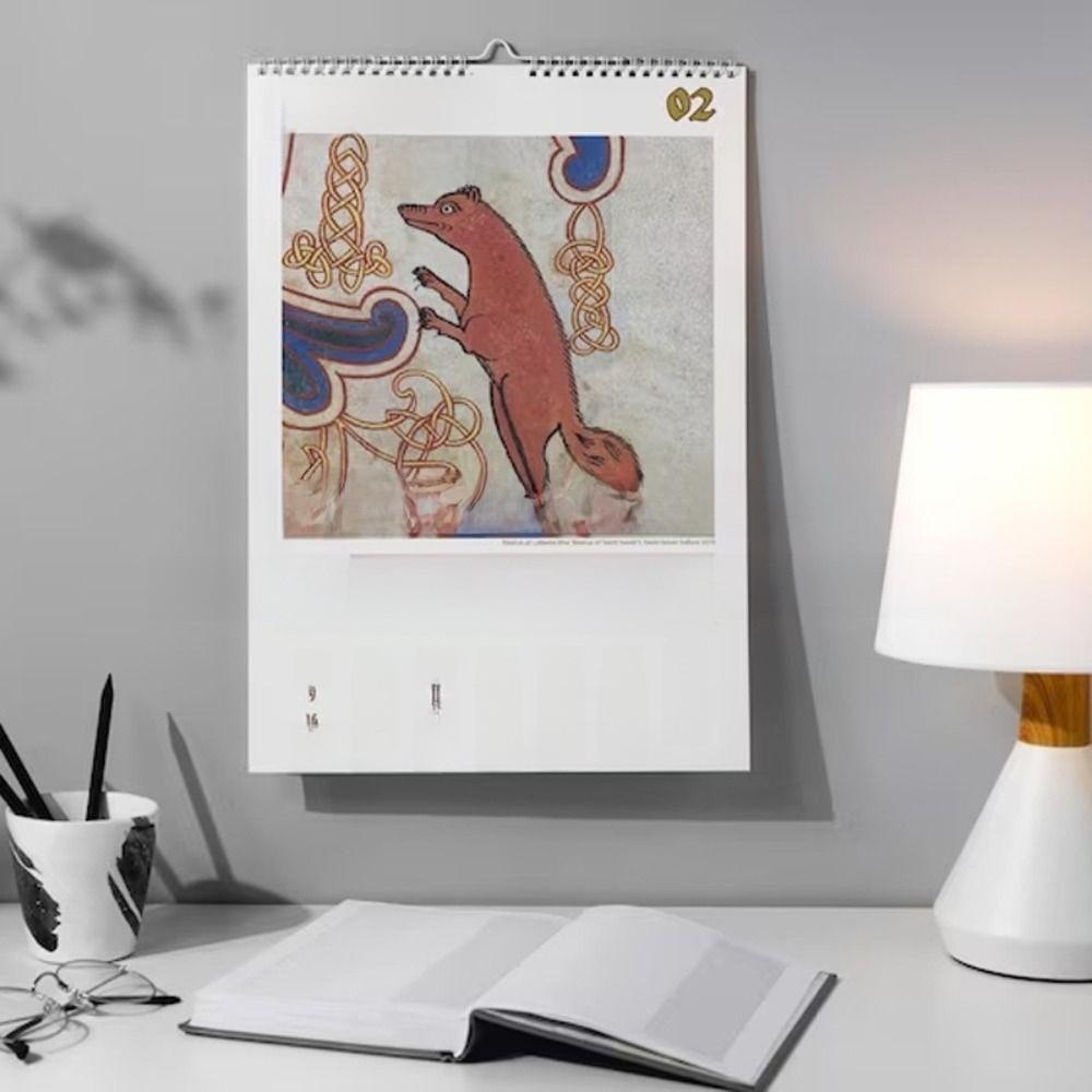 Daily Weekly Monthly Wall Calendar Medieval Horse Painting 12 Month Planner  For Bedroom