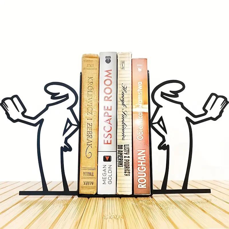1Pair New Desktop Book Stand Cute Line Villain Black Creative Desktop Decoration Iron Book Stand