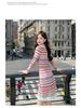 Women's Slimming Rainbow Stripe Knit Bodycon Dress