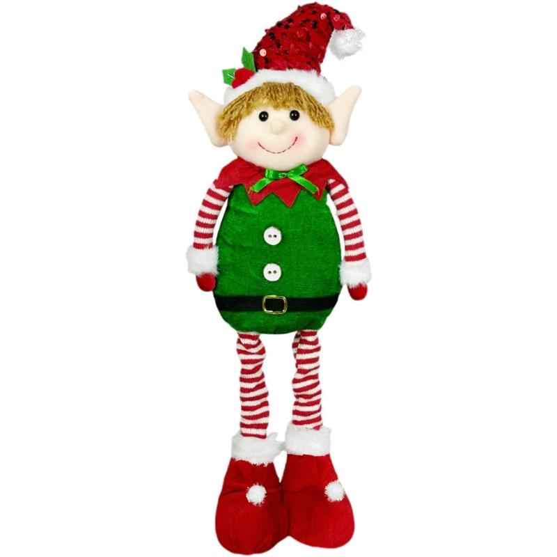 Stretchable Plush Doll Ornament Adjustable Height Telescoping Plush Figure Christmas Decoration for Living Room Bedroom