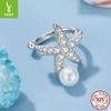 S925 Sterling Silver Starfish Ear Bone Clip Without Ear Piercing, Personalized Fashion Bead Ear Clip Earrings