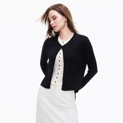 Women's Faux Two-Piece Color-Block Knitted Cardigan
