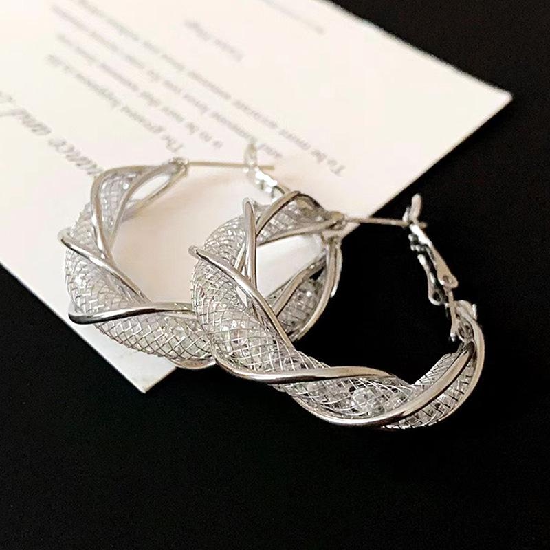 

Полый сетчатый светлый люксовый нишевый женский трендовый универсальный темпераментный скрученный модный изысканные ушные петли