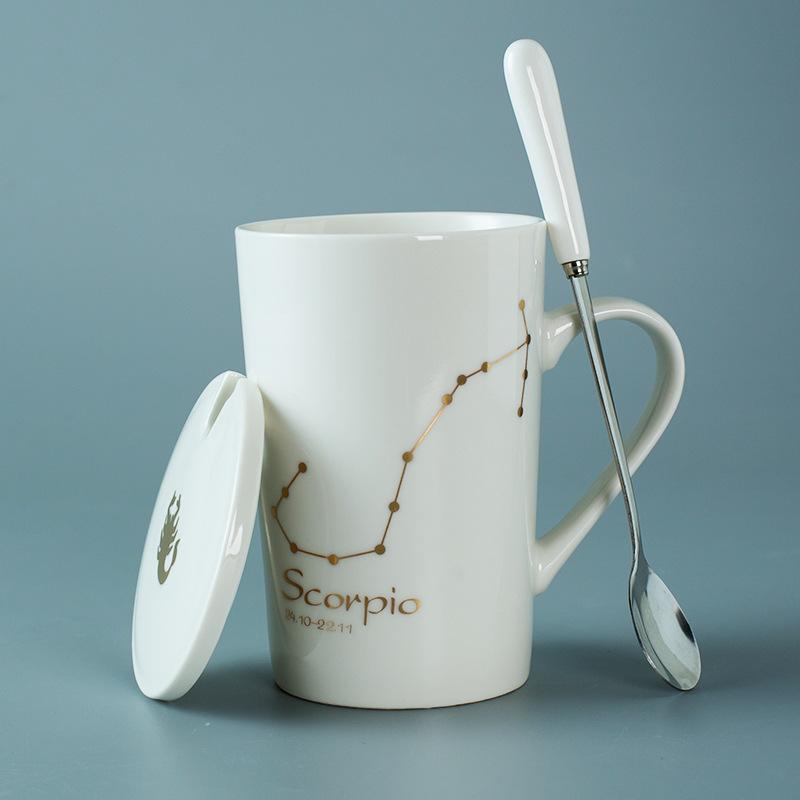 

Кружка с изображением 24 созвездий, кружка для чая, молока, кофе, керамическая ложка, чехол для чашки, пара, офис, подарочная упаковка, чашка, посуда для напитков