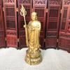 Bronze Bodhisattva Standing Buddha Statue Ornament Jiuhuashan Great Vow Ksitigarbha Craft Gift Bronzeware
