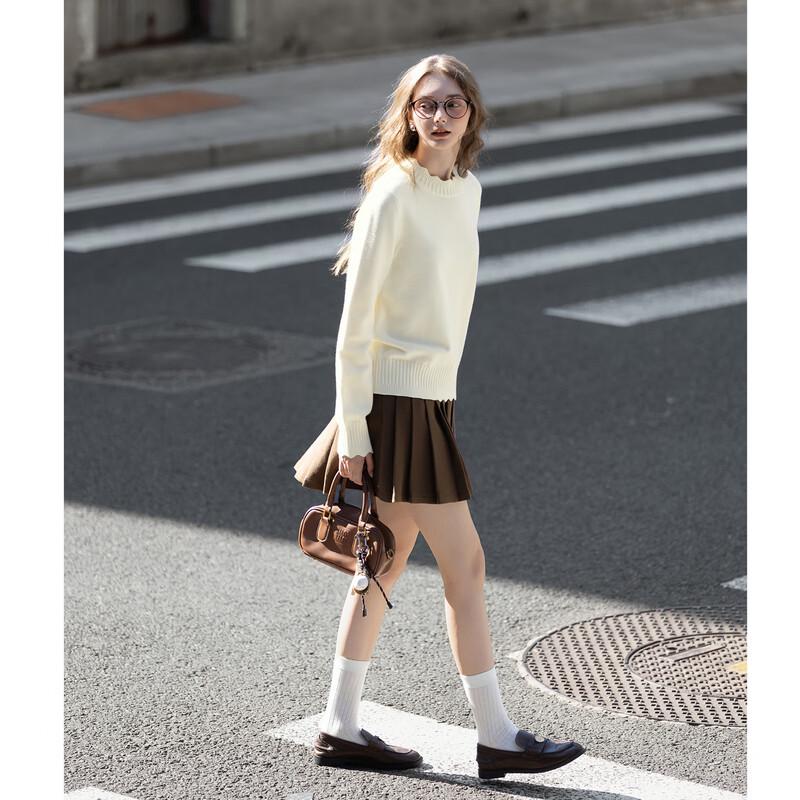 TonLion Women's 2025 Autumn/Winter Mock Neck Solid Knit Pullover