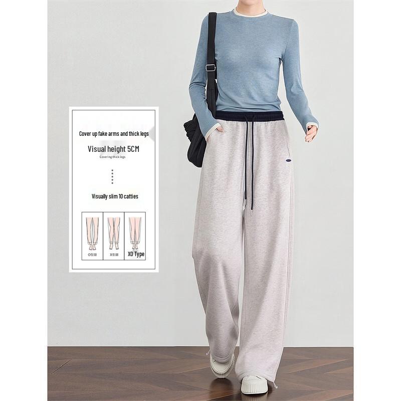 Women s Loose Fit Drawstring Wide-Leg Casual Sweatpants L