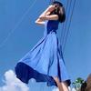 French Small Sleeveless Blue Dress Children's Summer New Seaside Vacation Beach Vest Long Dress