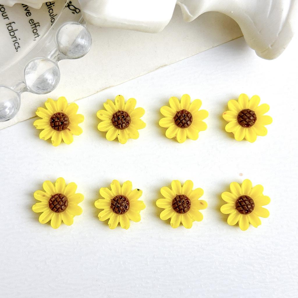 New Sunflower Nail Art Decorations Flat Bottom Realistic Mini Nail Decorations Handmade DIY Hair Clips Earrings Accessories