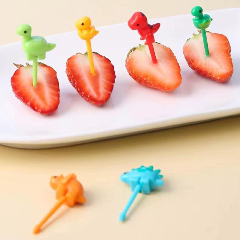 6Pcs Animal Farm Dinosaur Fruit Fork Mini Cute Cartoon Children Snack Cake Dessert Pick Toothpick Bento Lunches Party Decoration