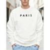 Men'S Casual Round-Neck Sweatshirt with a Paris Design  100% Cotton Printed Long-Sleeve Crew Neck Pullover