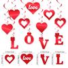 2025 Valentine's Day Heart LOVE 11-Piece Sequin Spiral Hanging Ornament Set for Weddings and Rooms