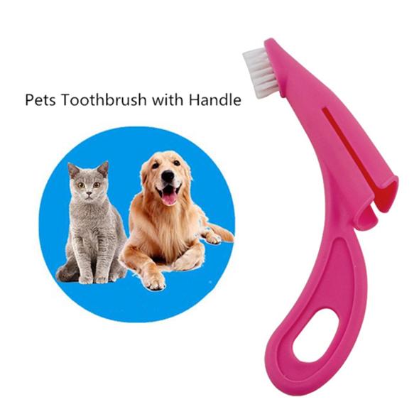 Pet Finger Toothbrush with Handle Teddy Dog Soft Brush Tartar Tooth Tool Dog Cat Cleaning Supplies