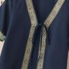 ZANZEA Women Lace-up Open Front Casual Short Sleeve Cardigan Blouse