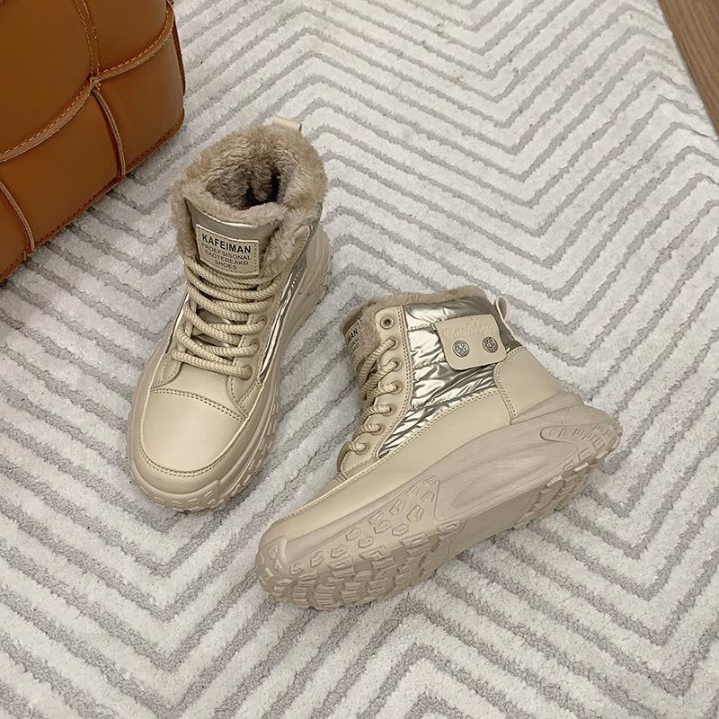 Fleece High-top Snow Boots for Women's Winter New Student Ins Korean Version of Warm Casual Platform Cotton Shoes P6011