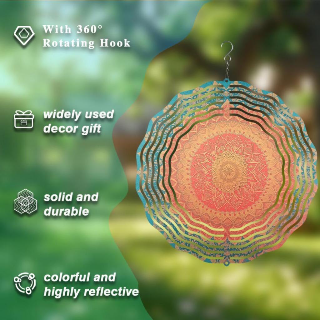 10 Inch Hanging Wind Spinner for Balcony Garden Decor 360 Rotating Hook with Artistic Movement Perfect Gift for Friends and Family