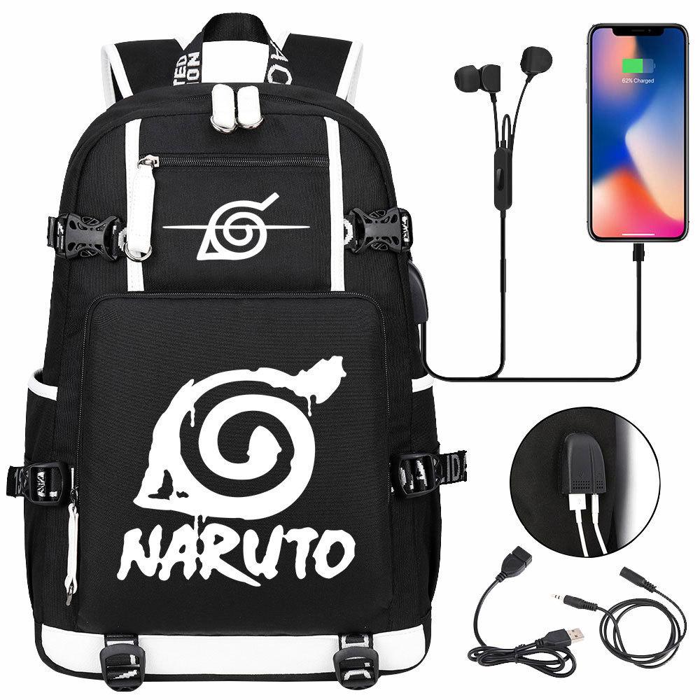 Neuer Naruto-Druck USB Teenager Schüler Schultasche Herren und Damen Freizeit Rucksack mit großer Kapazität Reise Rucksack