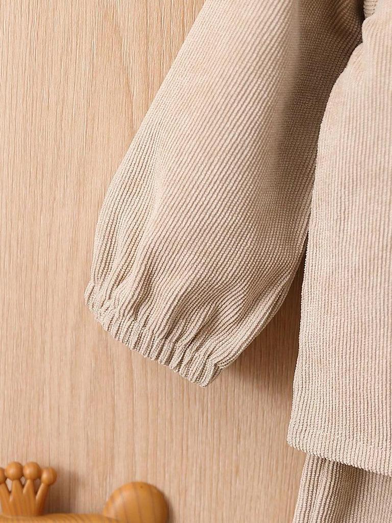 Beige Children's Autumn/Winter Suit: Stylish Baby Boy Long-Sleeve Jacket and Trousers Combo